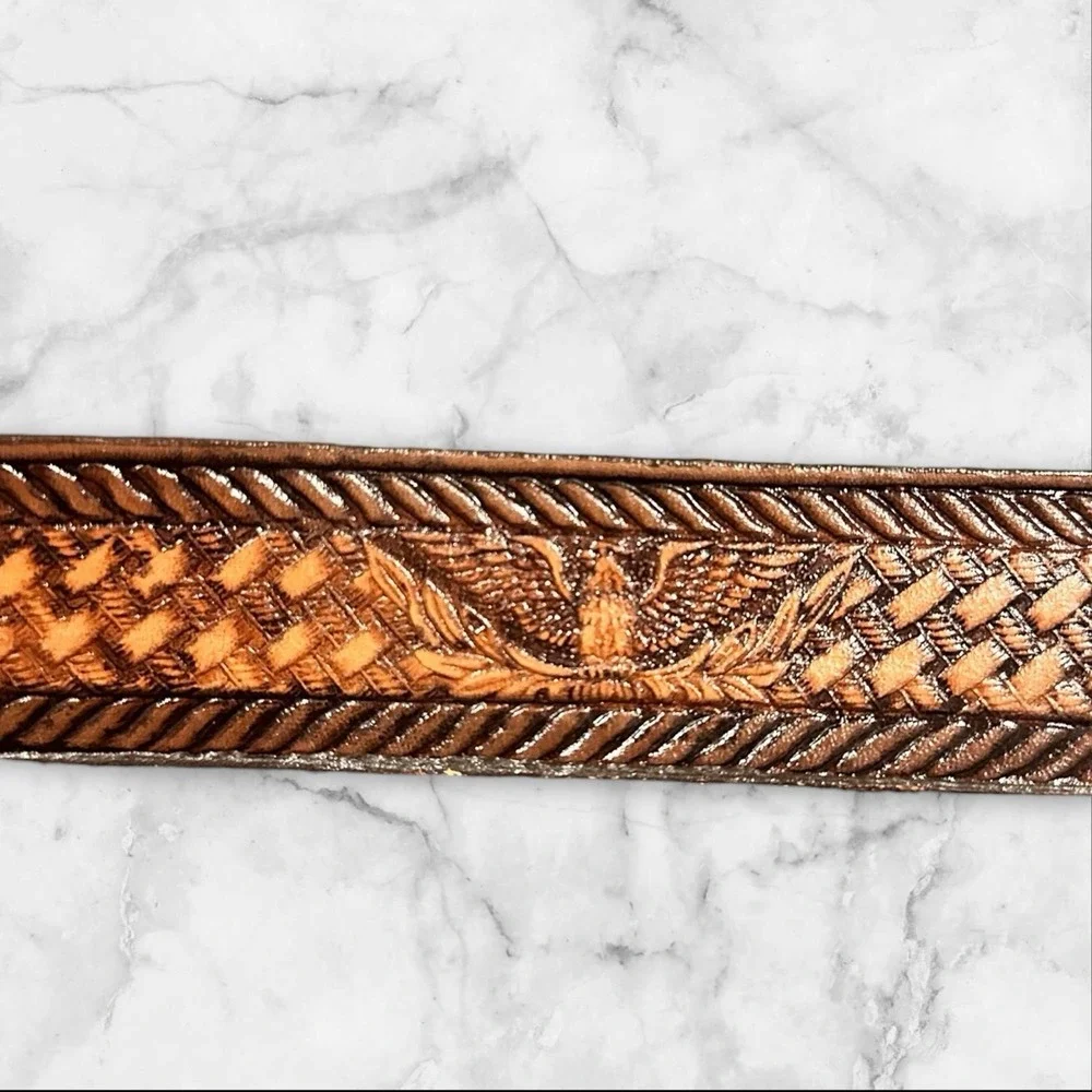 Brushy Creek USA Tooled Leather Belt w/ Eagle Buckle‎ 46